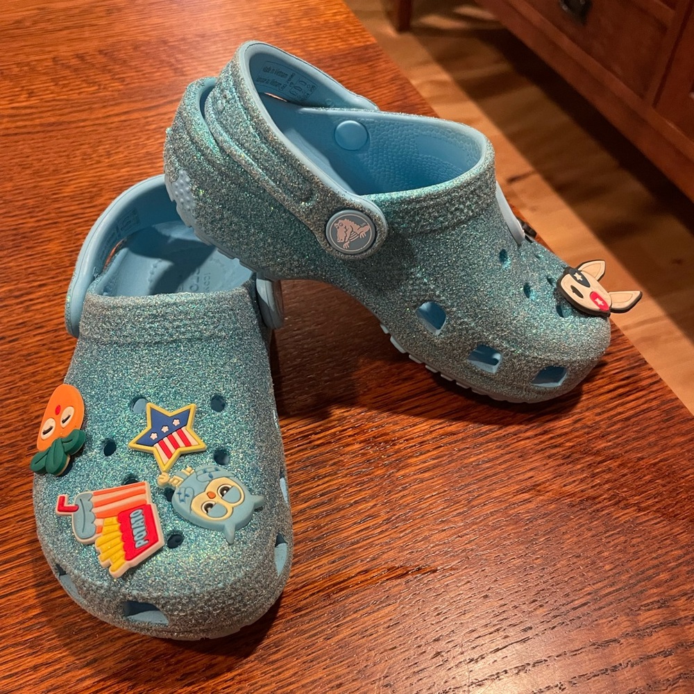Kids' Glitter Classic Clog Toddler size 9 Aqua
